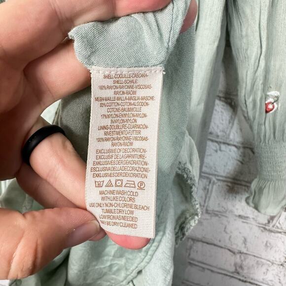 Free People Sage Green Embroidered Mini Dress - Picture 6 of 12